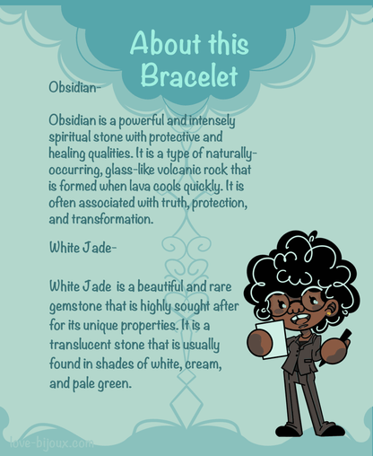 Obsidian & White Jade Bracelet