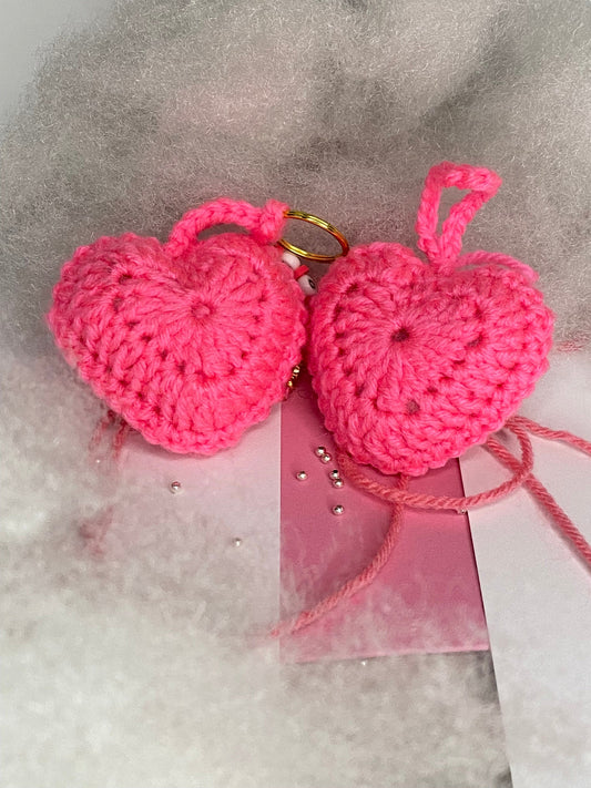 ♡ Crocheted Heart Keychains ♡ (Customizable)