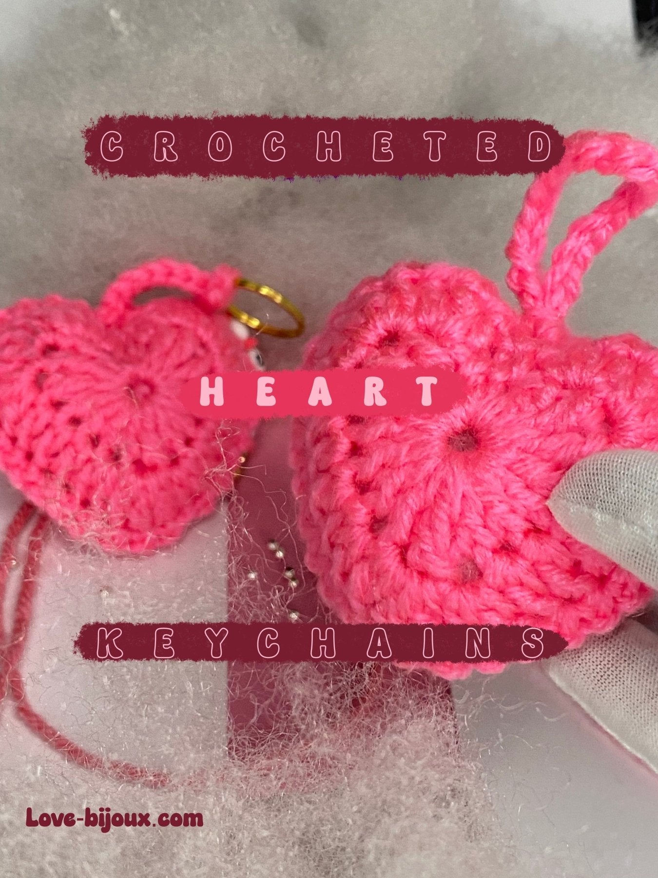 ♡ Crocheted Heart Keychains ♡ (Customizable) - Love Bijoux