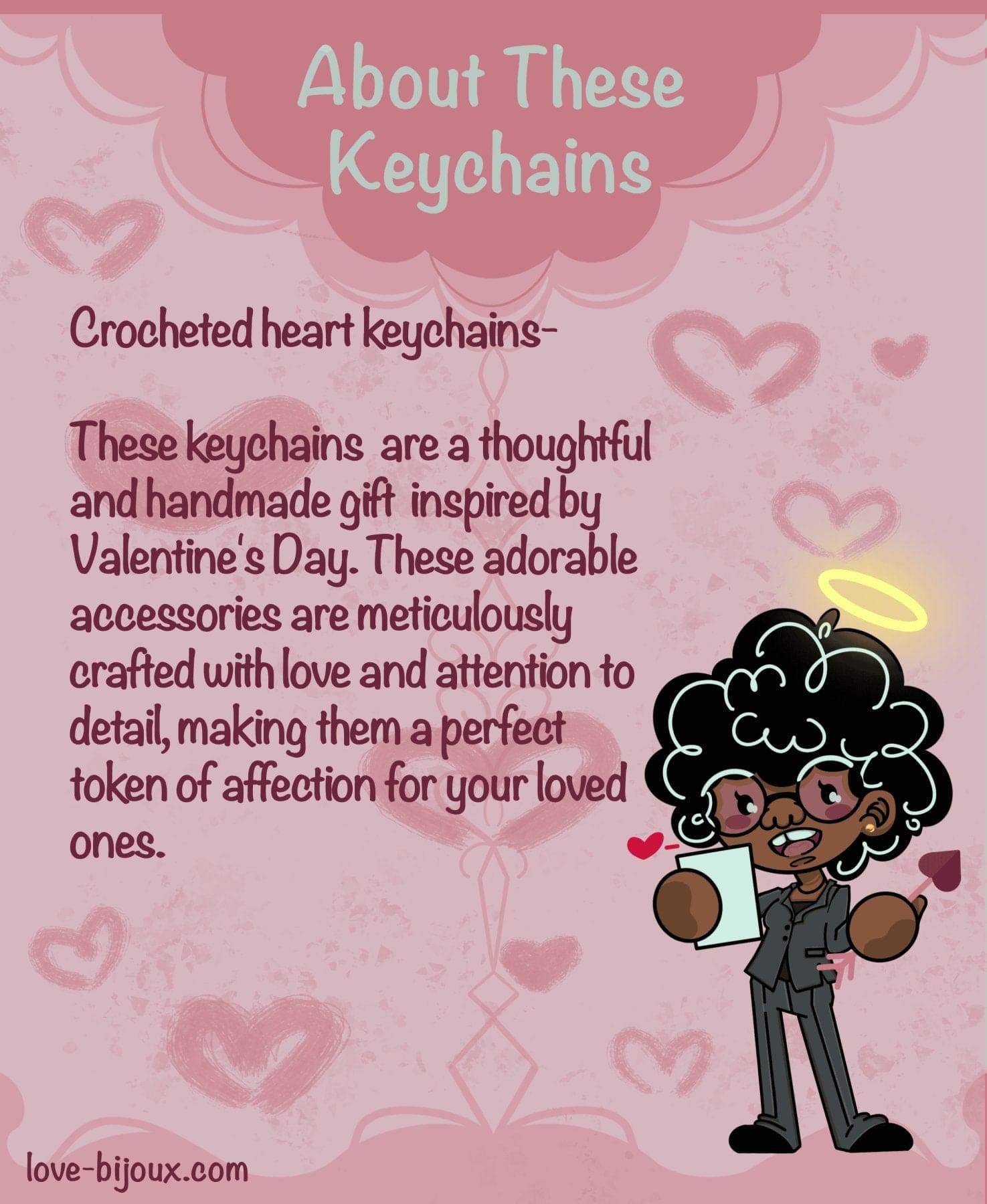 ♡ Crocheted Heart Keychains ♡ (Customizable) - Love Bijoux