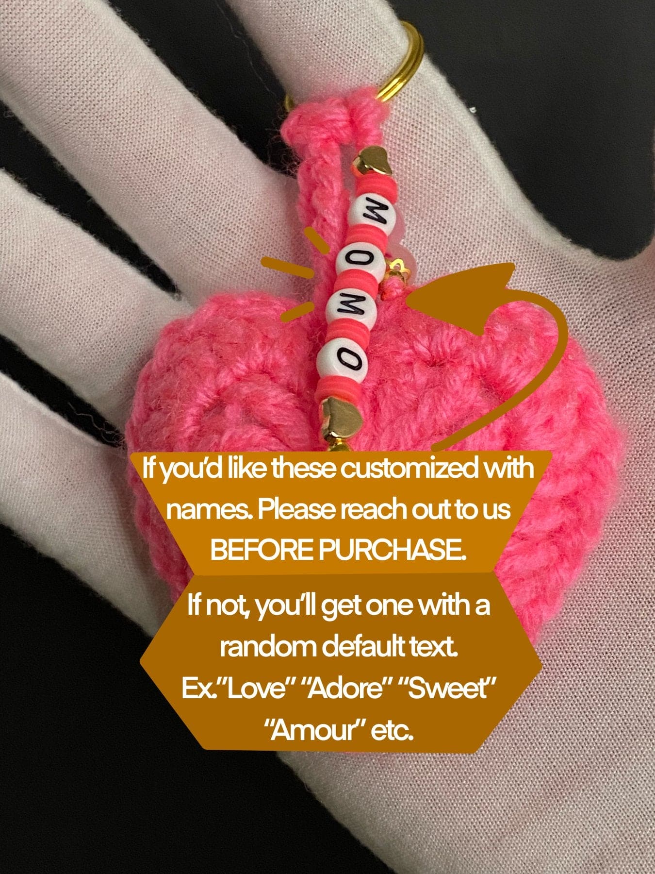 ♡ Crocheted Heart Keychains ♡ (Customizable) - Love Bijoux