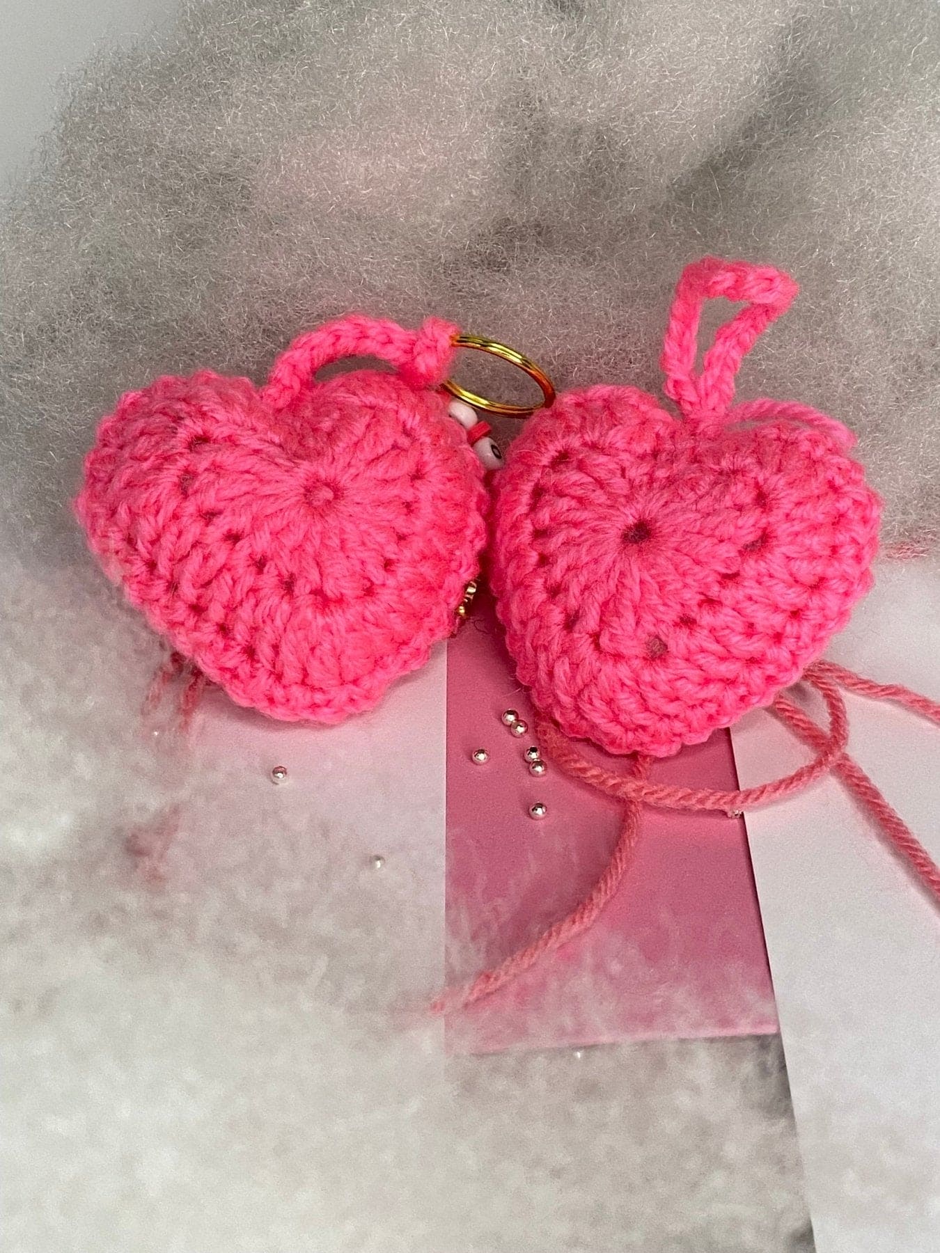 ♡ Crocheted Heart Keychains ♡ (Customizable) - Love Bijoux