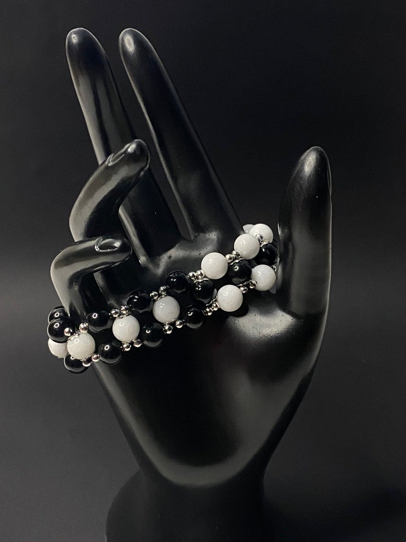 Obsidian & White Jade Bracelet - Love Bijoux