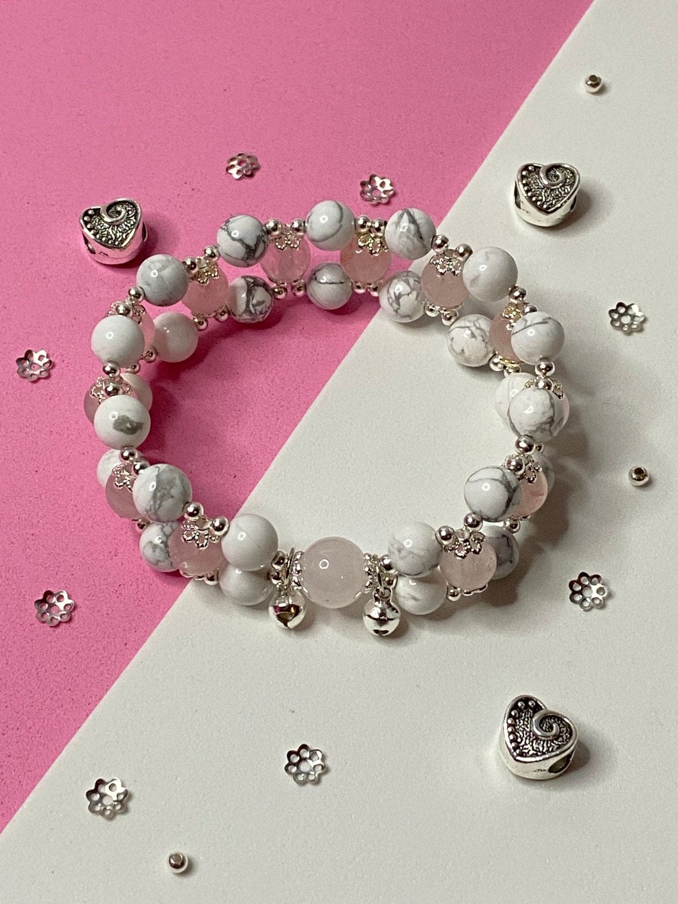 Rose Quartz & Howlite Bracelet - Love Bijoux