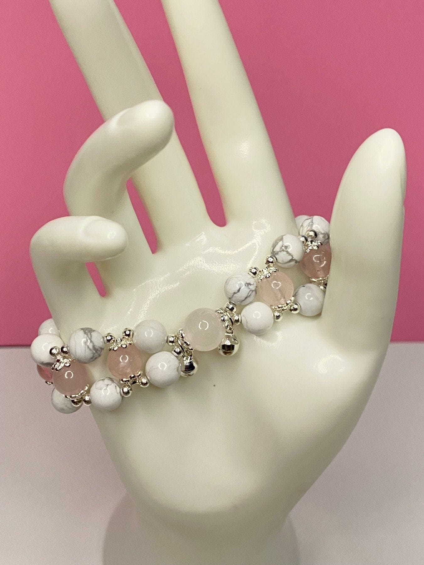 Rose Quartz & Howlite Bracelet - Love Bijoux